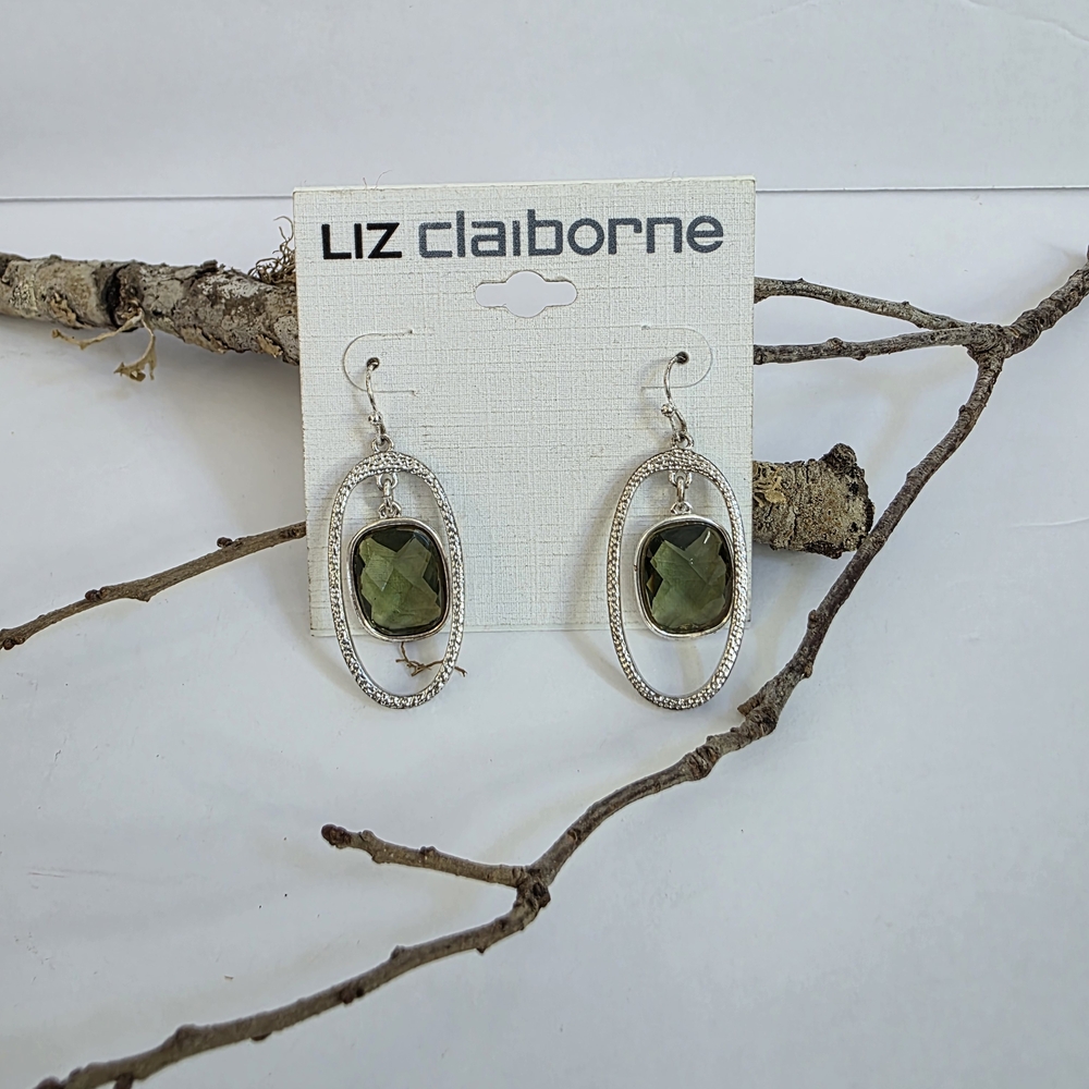 Liz Claiborne Silver and Green Earrings